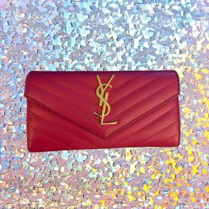 Saint Laurent Matelasse' Large Flap Clutch with Grain de Poudre Embossed Leather